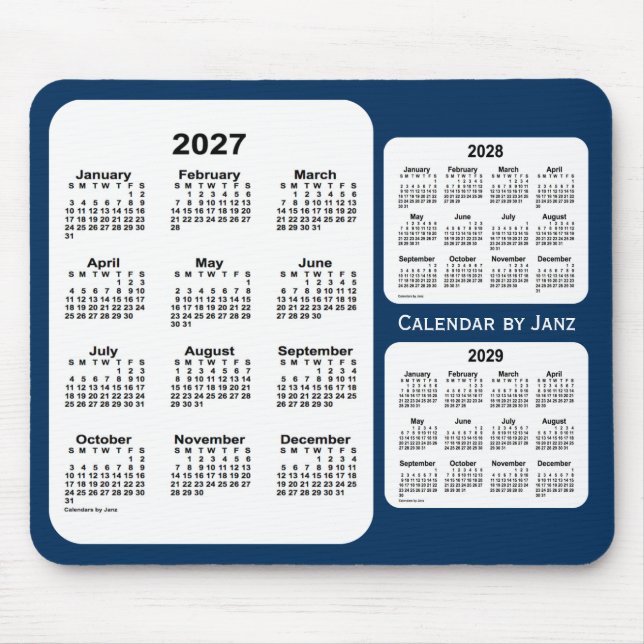 2027-2029 Police Box Blue 3 Year Calendar by Janz Mouse Pad (Front)