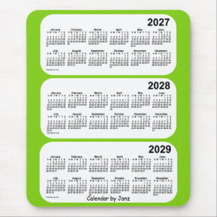 2027-2029 Yellow Green 3 Year Calendar by Janz Mouse Pad