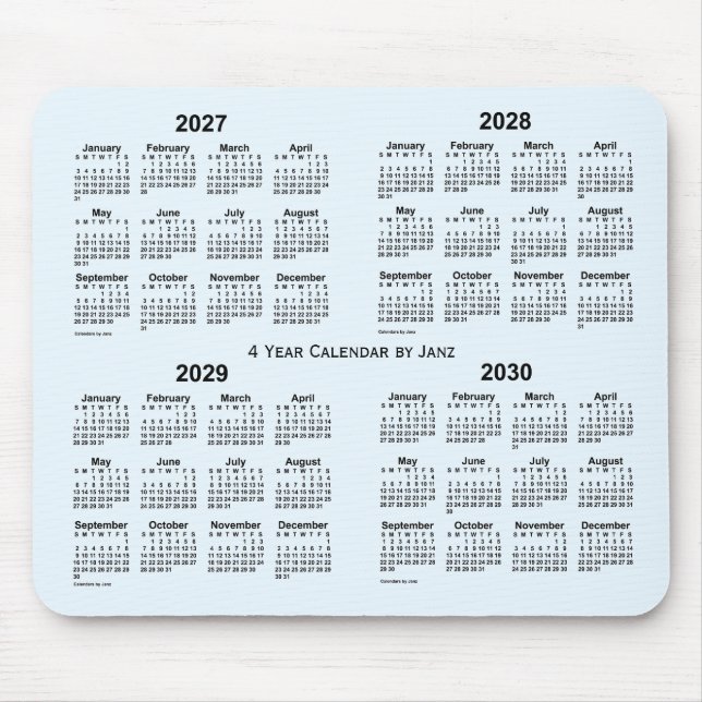 2027-2030 Alice Blue 4 Year Calendar by Janz Mouse Pad (Front)