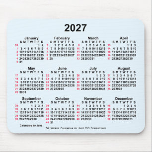 2027 Alice Blue 52 Weeks ISO Calendar by Janz Mouse Pad
