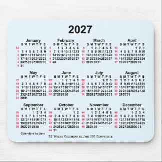 2027 Alice Blue 52 Weeks ISO Calendar by Janz Mouse Pad