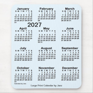 2027 Alice Blue Large Print Calendar by Janz Mouse Pad