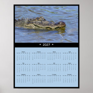 2027 Alligator Wall Calendar - Wetland Wildlife Poster