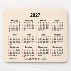 2027 Antique White 52 Weeks Calendar by Janz Mouse Pad