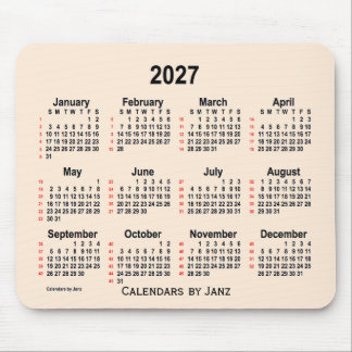 2027 Antique White 52 Weeks Calendar by Janz Mouse Pad