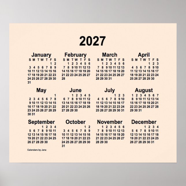 2027 Antique White Calendar by Janz Print (Front)