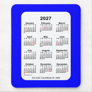 2027 Blue Holiday Calendar by Janz Mouse Pad