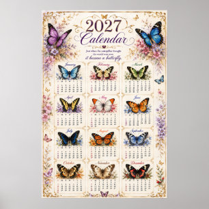 2027 Butterfly Wall Calendar Poster