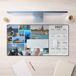 2027 Calendar 15 Photos Monogram Custom Colours Desk Mat