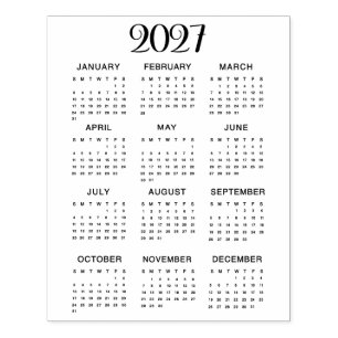 2027 Calendar #1 Four Rows, Three Columns Rubber Stamp