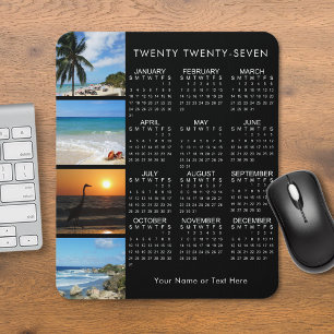 2027 Calendar 4 Photo Collage Personalized Colour Mouse Pad
