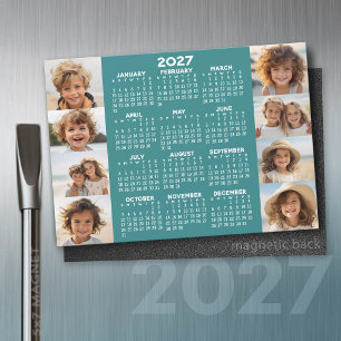 2027 Calendar - 8 Photos Basic Blue White Magnet