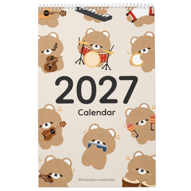 2027 Calendar Bear Musician (Cover)