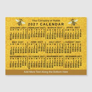 2027 Calendar Bee Honeycomb Custom Apiary Magnet