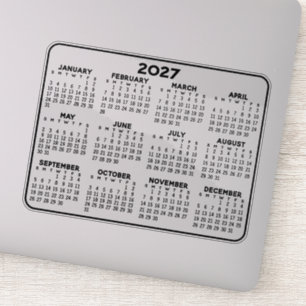 2027 Calendar - black and white mini calendar