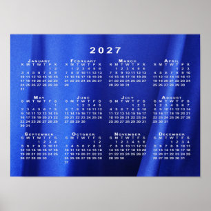 2027 Calendar Blue Abstract Photo Template Poster