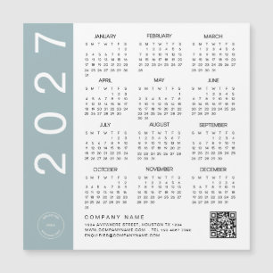 2027 Calendar Blue Border QR Code Company Logo