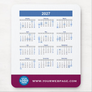 2027 Calendar Business Logo Mouse Pad