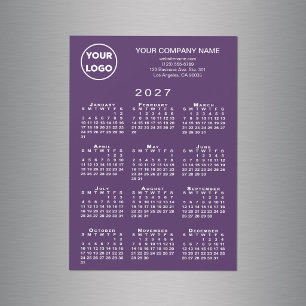 2027 Calendar Business Logo Text Purple Magnet