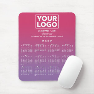2027 Calendar Company Logo Pink to Purple Gradient Mouse Pad