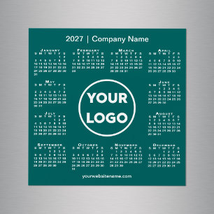 2027 Calendar Company Logo Teal Green Magnet