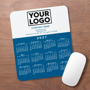 2027 Calendar Company Logo Text Blue White Mouse Pad