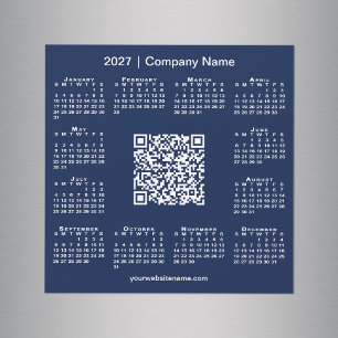 2027 Calendar Custom Business QR Code Navy Magnet