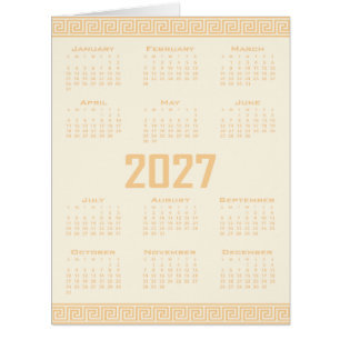 2027 Calendar, Greek Fret, Beige on Cosmic Latte