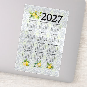 2027 Calendar, Greek Fret, Cosmic Latte on Blue