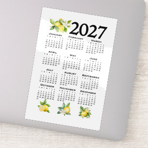 2027 Calendar, Greek Fret, Cosmic Latte on Blue
