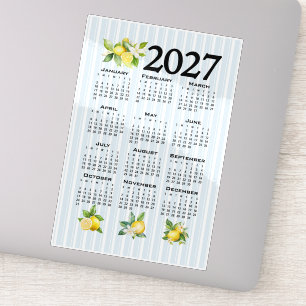 2027 Calendar, Greek Fret, Cosmic Latte on Blue