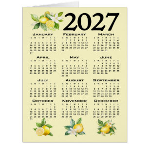 2027 Calendar Italian Style Lemons Yellow