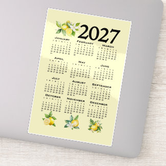2027 Calendar Italian Style Lemons Yellow