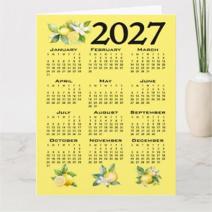 2027 Calendar Italian Style Lemons Yellow Card