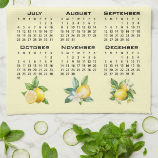 2027 Calendar Italian Style Lemons Yellow Kitchen Towel