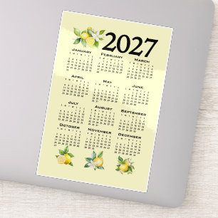2027 Calendar Italian Style Lemons Yellow Stripes