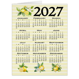 2027 Calendar Italian Style Lemons Yellow Stripes