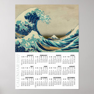 2027 Calendar, Large, Great Wave off Kanagawa Poster