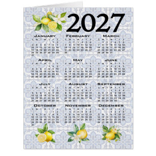 2027 Calendar Lemons Italian Mediterranean Tiles