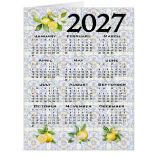 2027 Calendar Lemons Italian Mediterranean Tiles