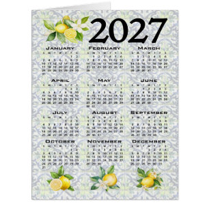 2027 Calendar Lemons Italian Mediterranean Tiles