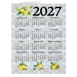 2027 Calendar Lemons Italian Mediterranean Tiles