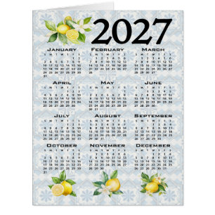 2027 Calendar Lemons Italian Mediterranean Tiles