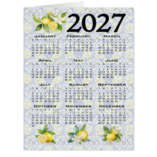 2027 Calendar Lemons Italian Mediterranean Tiles