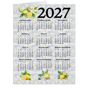 2027 Calendar Lemons Italian Mediterranean Tiles