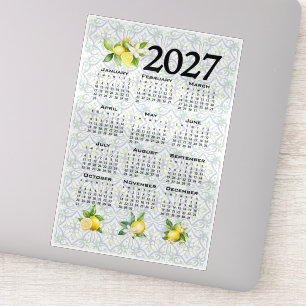 2027 Calendar Lemons Italian Mediterranean Tiles