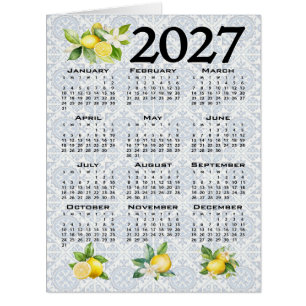 2027 Calendar Lemons Italian Mediterranean Tiles