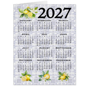 2027 Calendar Lemons Italian Mediterranean Tiles