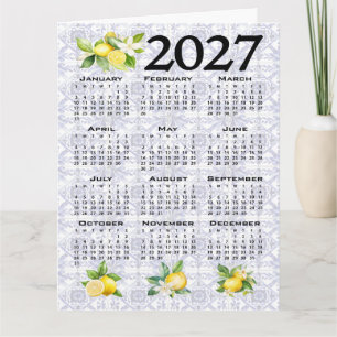 2027 Calendar Lemons Italian Mediterranean Tiles Card