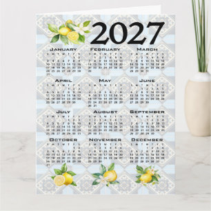 2027 Calendar Lemons Italian Mediterranean Tiles Card